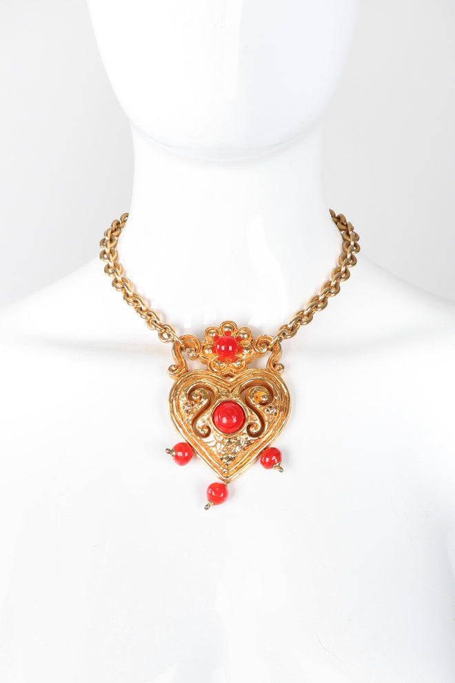 Recess Los Angeles Vintage Christian Lacroix Baroque Carved Heart Collar Necklace
