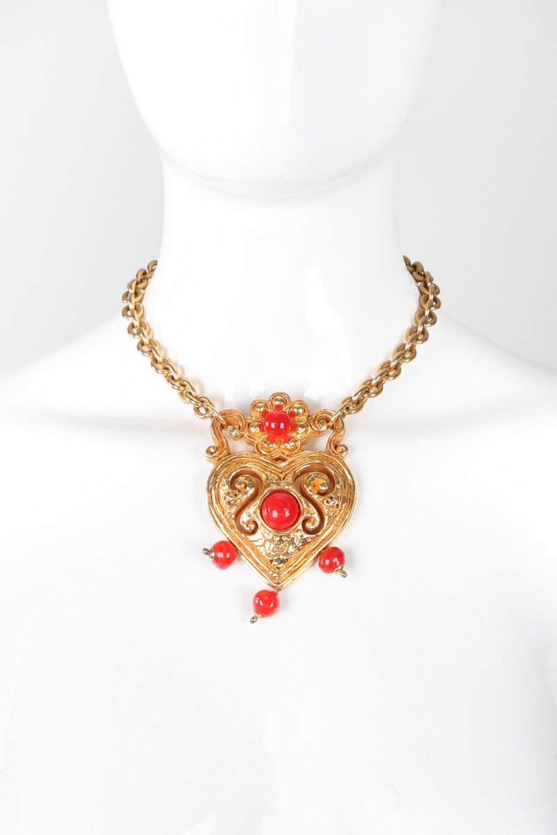 Recess Los Angeles Vintage Christian Lacroix Baroque Carved Heart Collar Necklace