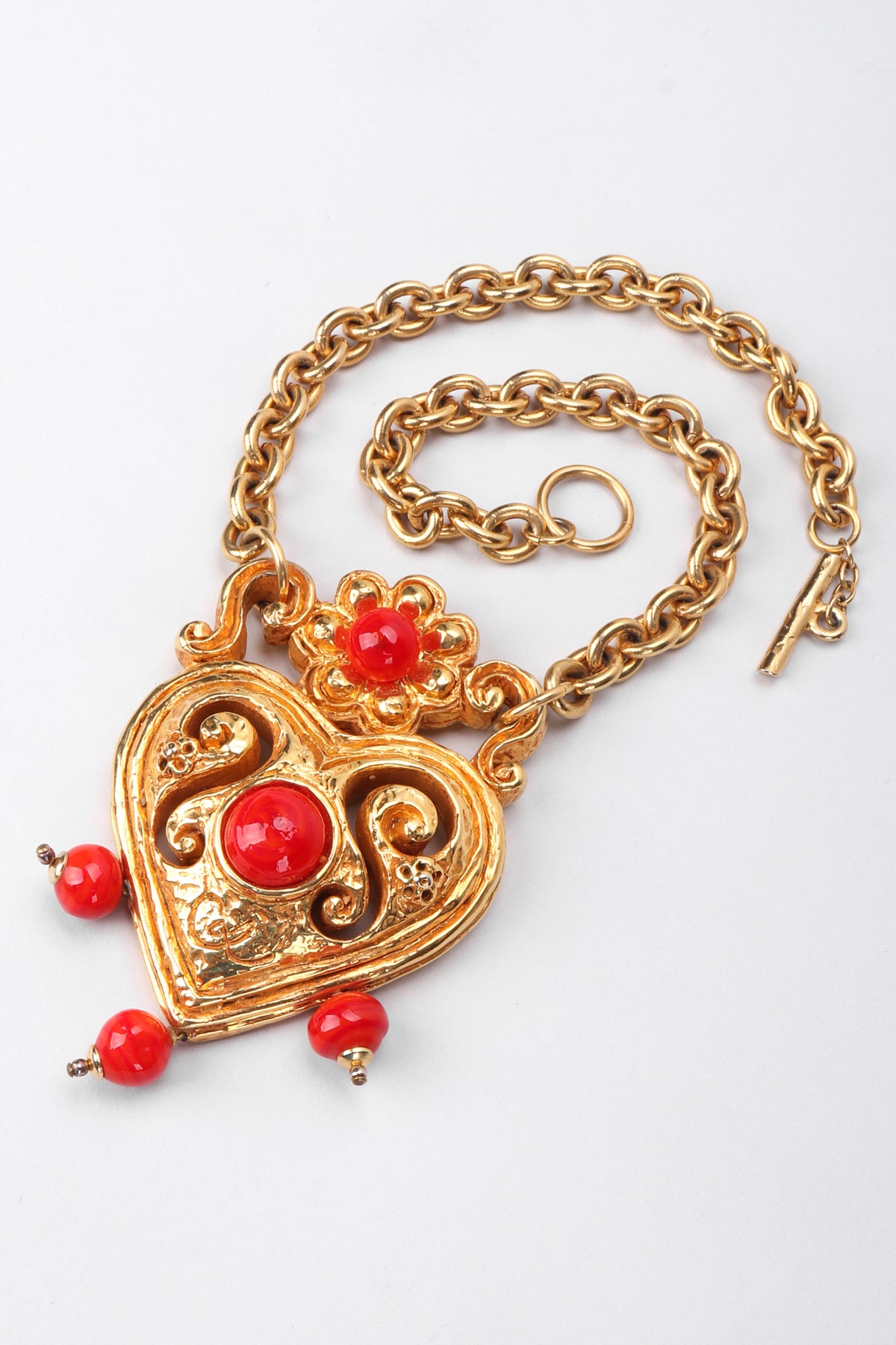 Vintage Christian Lacroix Baroque Carved Heart Collar Necklace