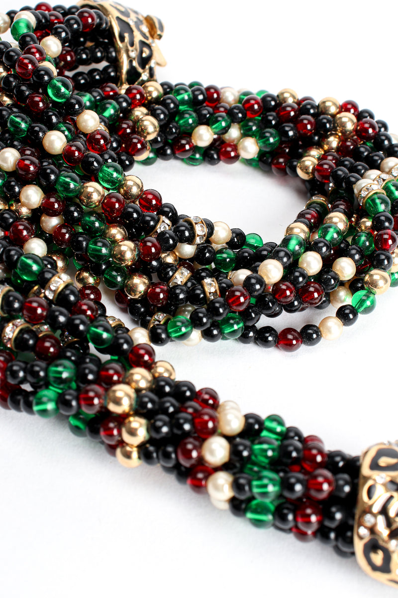 VIntage Ciner Beaded Cheetah Collar Necklace bead detail at Recess Los Angeles