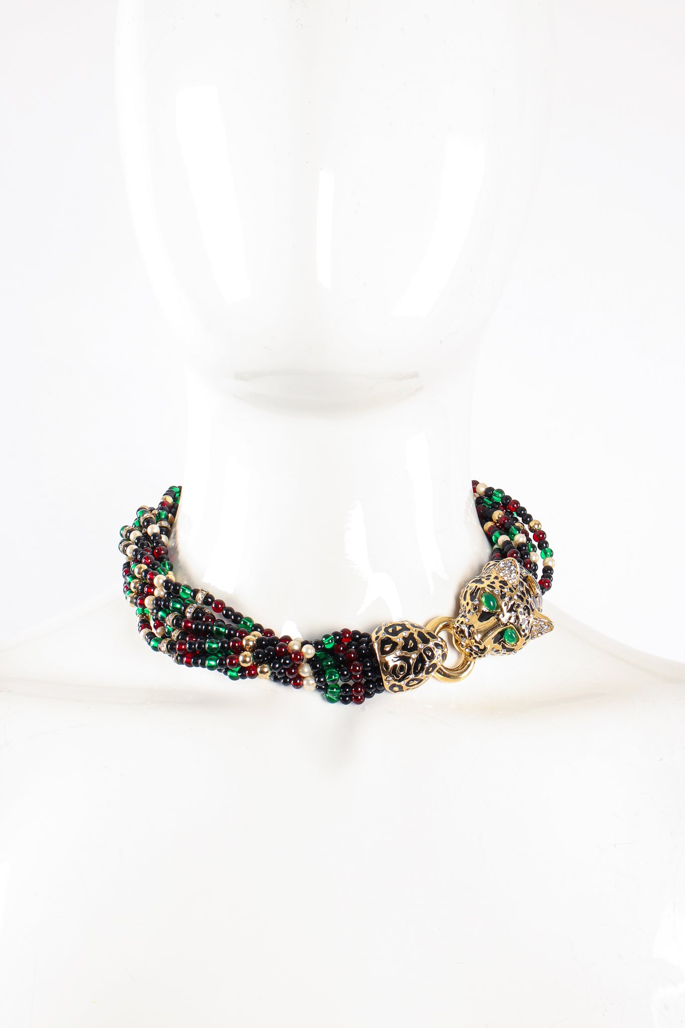 VIntage Ciner Beaded Cheetah Collar Necklace on Mannequin at Recess Los Angeles