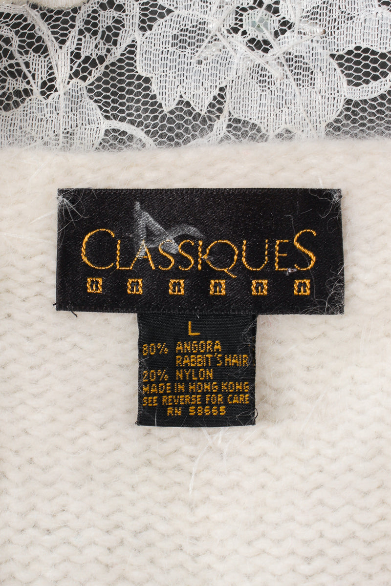 Vintage Classiques Lace Angora Sweater on Mannequin label at Recess Los Angeles
