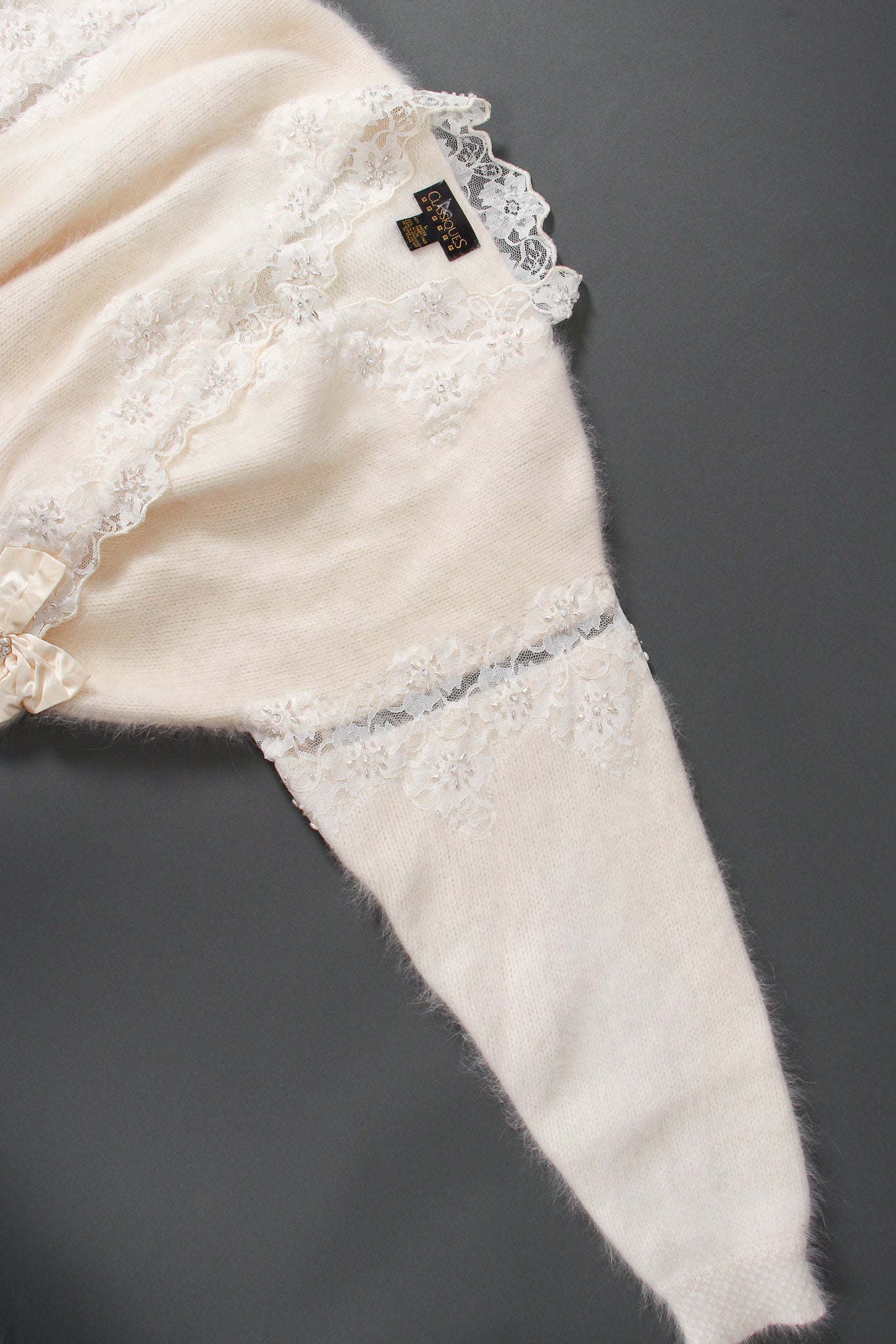 Vintage Classiques Lace Angora Sweater sleeve detail at Recess Los Angeles