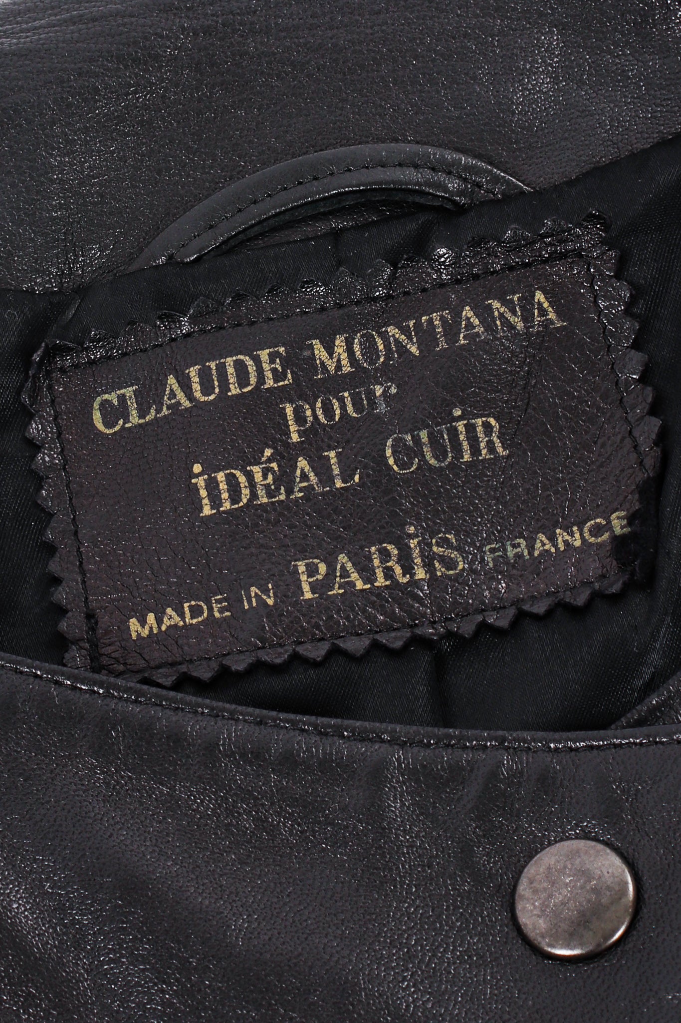Vintage Claude Montana 1984 S/S Runway Leather Moto Jacket label at Recess LA
