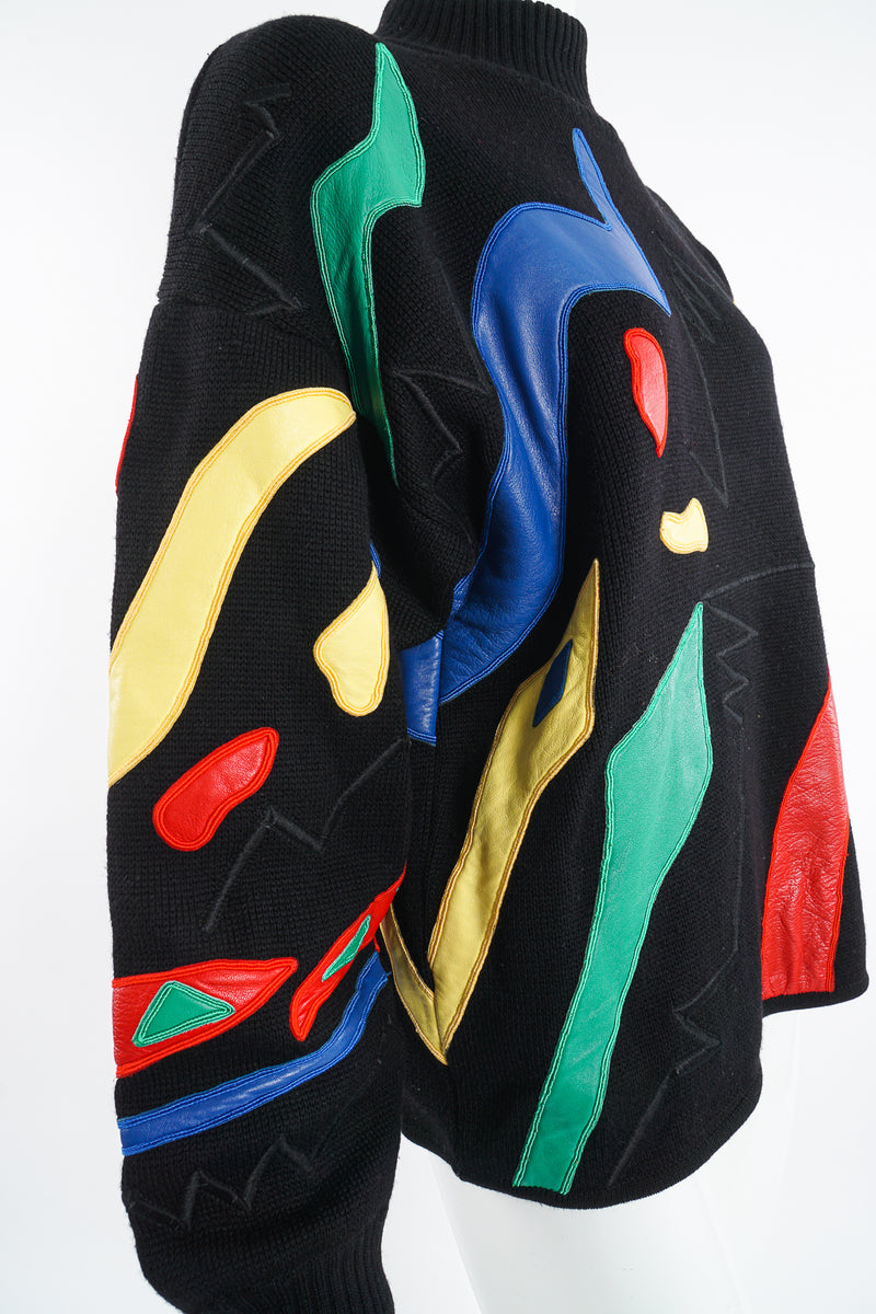 Vintage Claude Montana Leather Appliqué Sweater detail at Recess Los Angeles