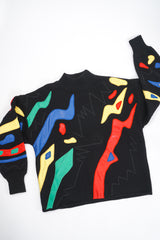 Vintage Claude Montana Leather Appliqué Sweater flat at Recess Los Angeles