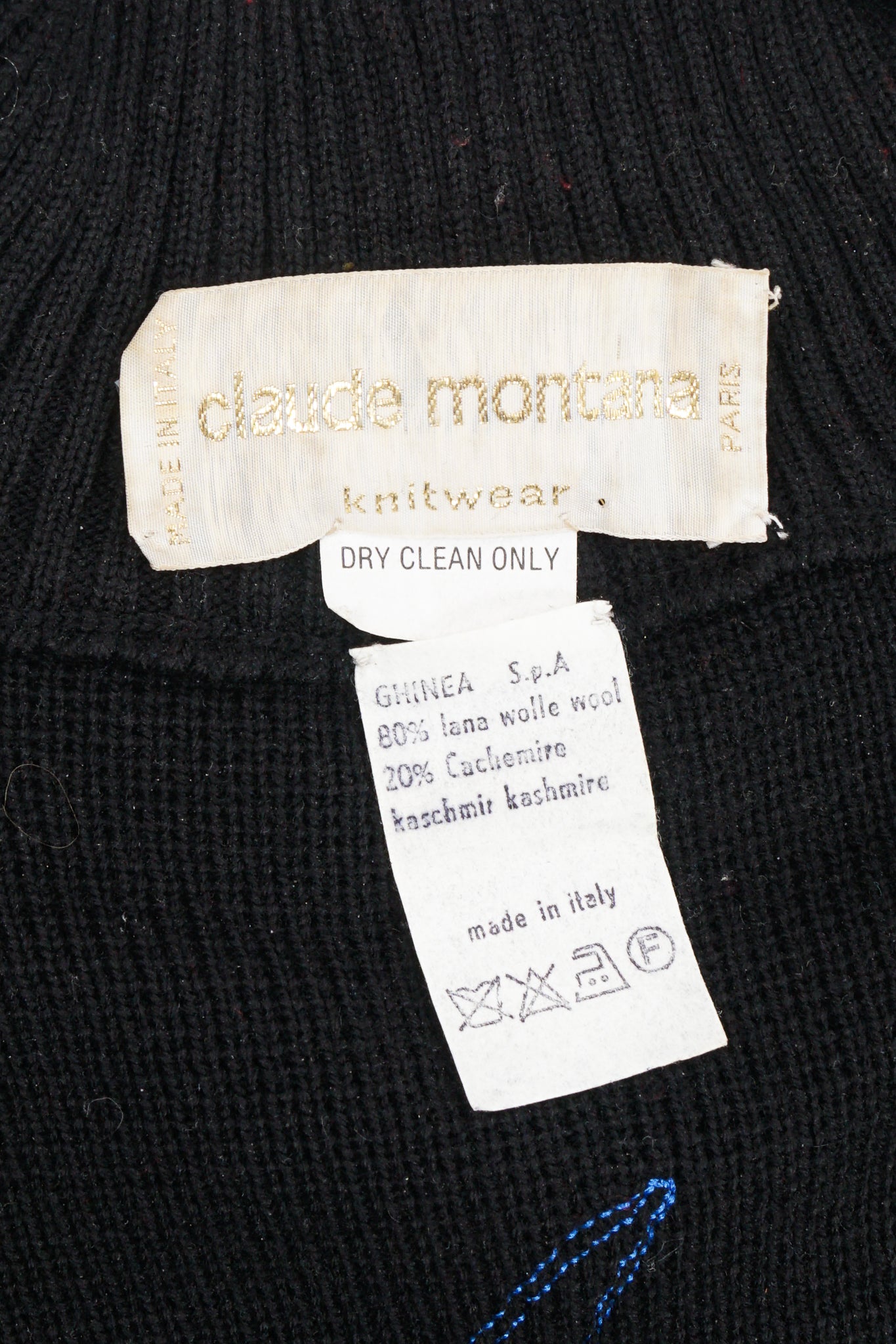 Vintage Claude Montana Leather Appliqué Sweater label at Recess Los Angeles