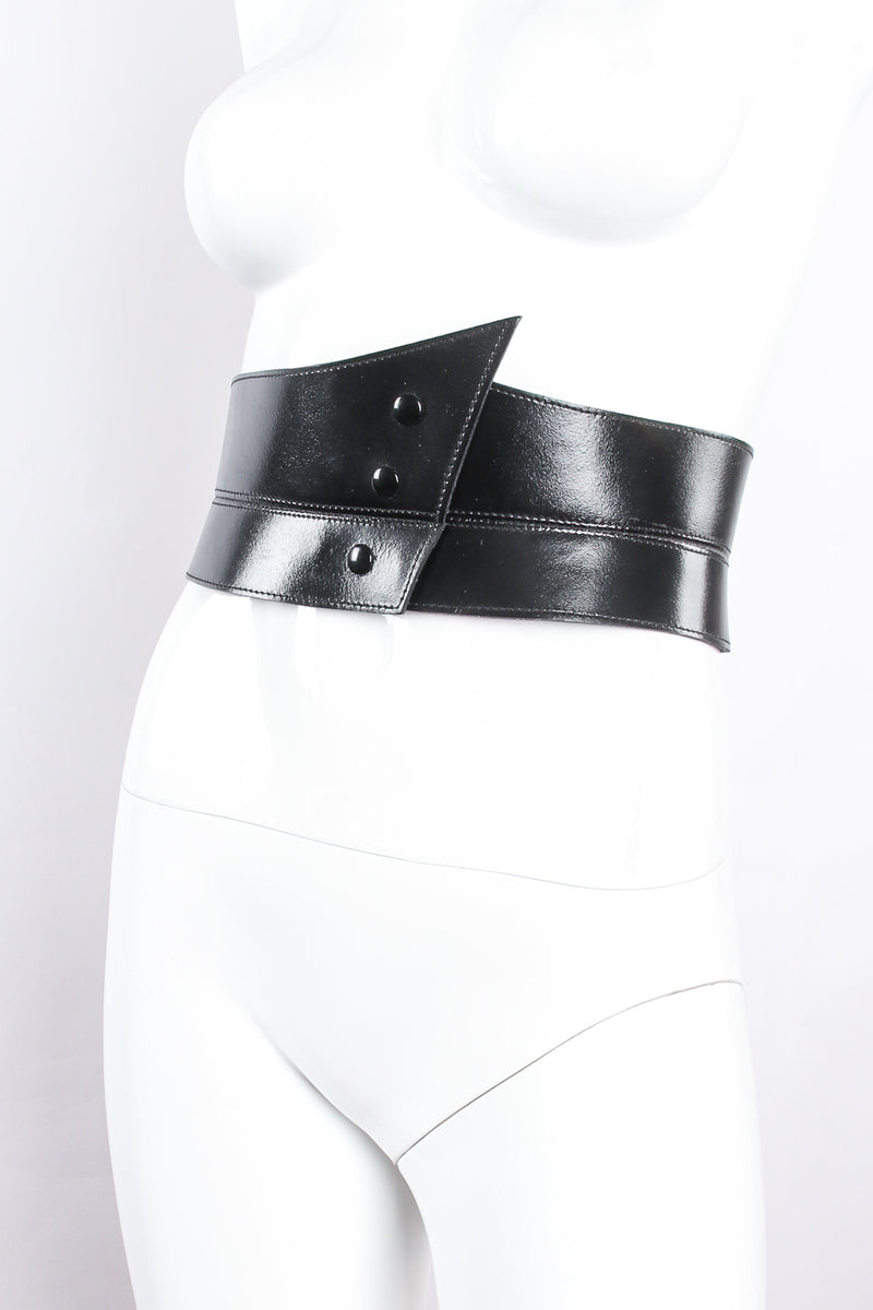 Vintage Claude Montana Vacher Wide Leather Cinch Belt on mannequin angle at Recess Los Angeles