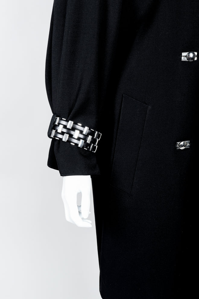 Vintage Claude Montana Hardware Cuff Bracelet Trench Coat Sleeve Detail