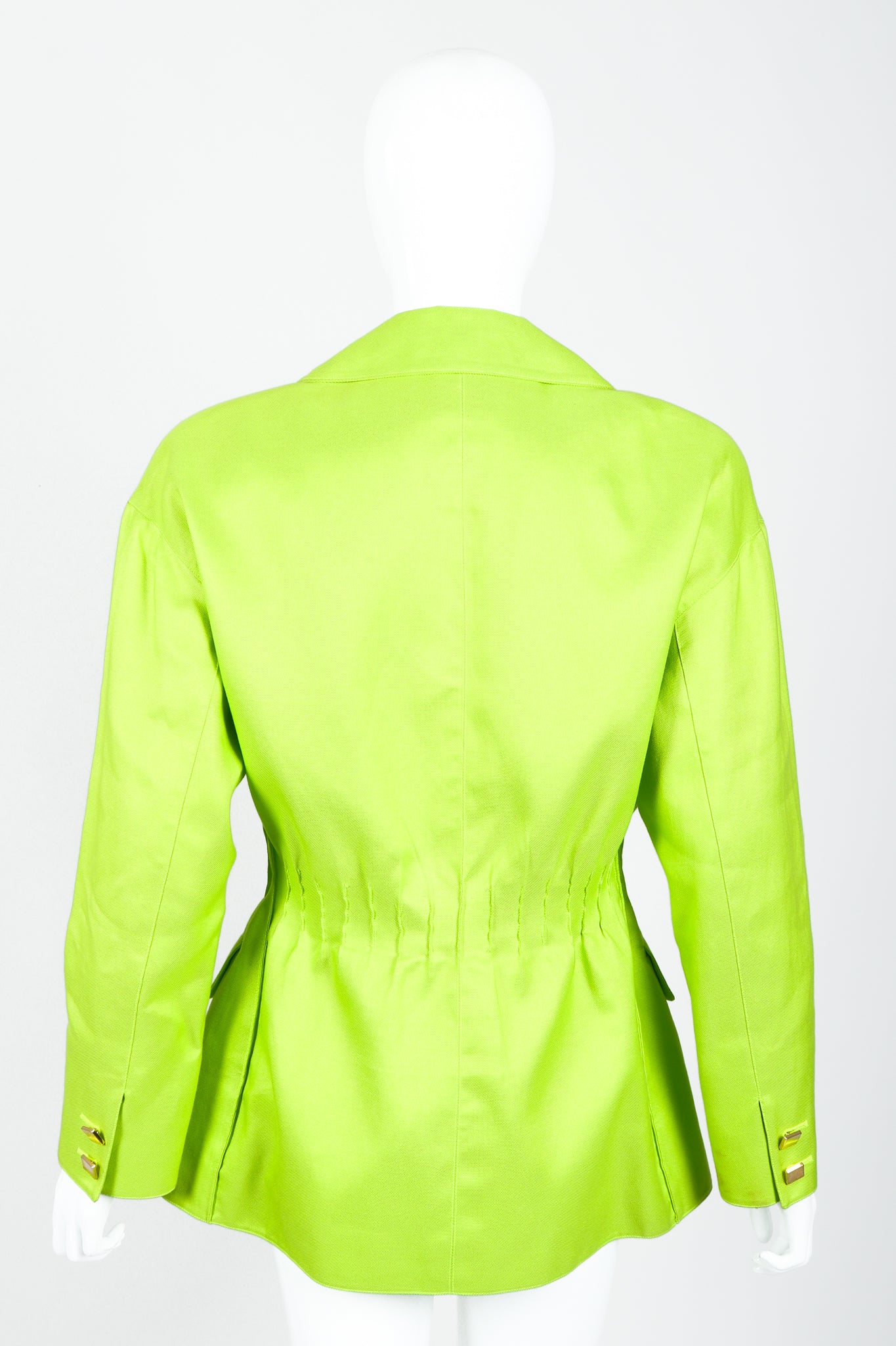 Vintage Claude Montana Neon Safari Zip Jacket on Mannequin back at Recess