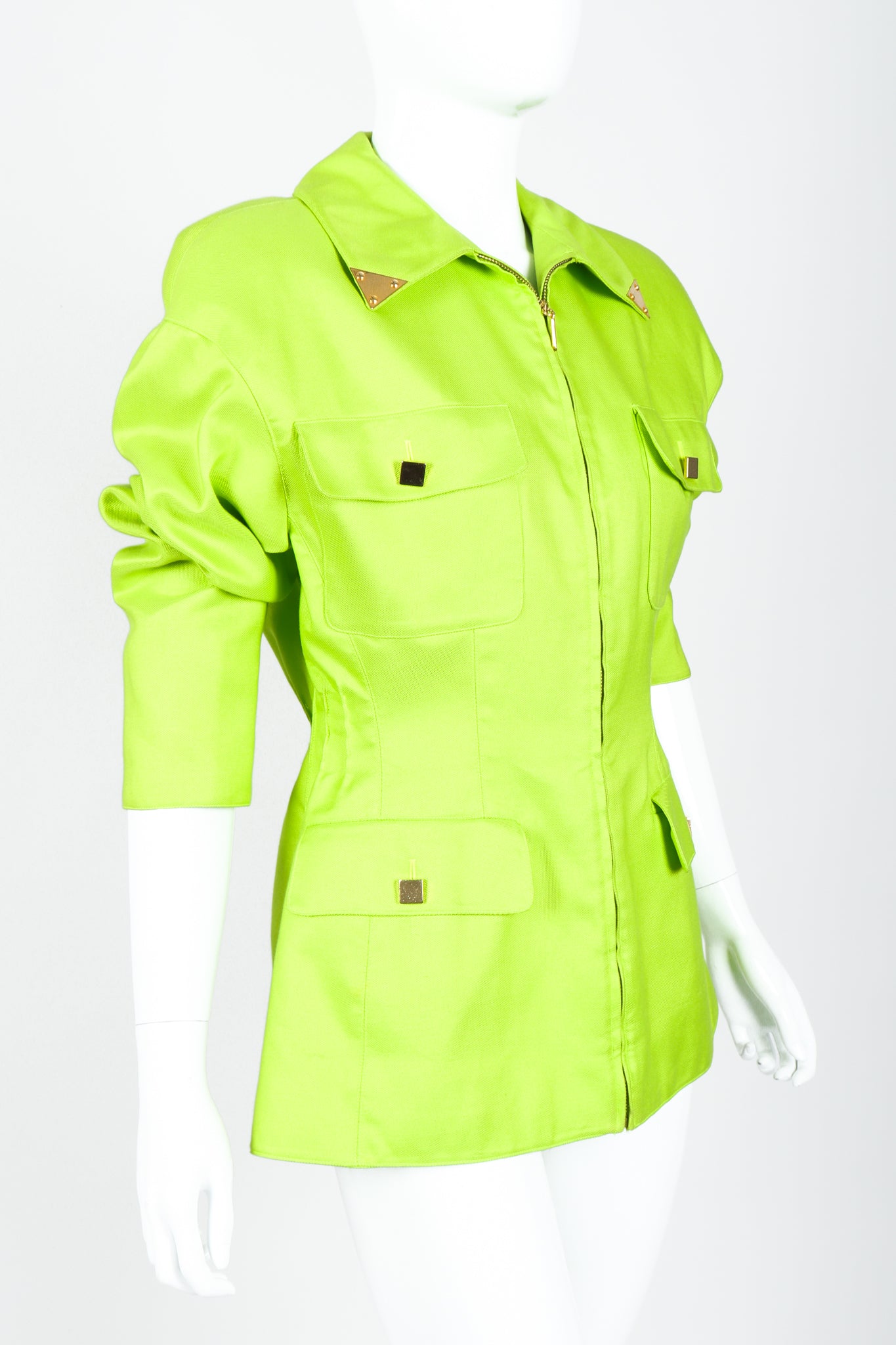 Vintage Claude Montana Neon Safari Zip Jacket on Mannequin crop at Recess