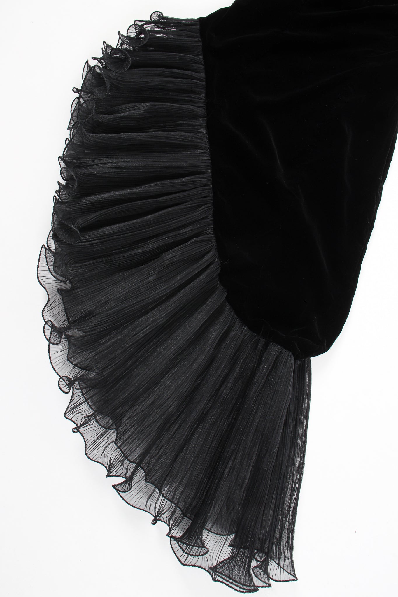 Vintage Karen Okada Climax Sheer Ruffle Sleeve Dress skirt flat at Recess LA