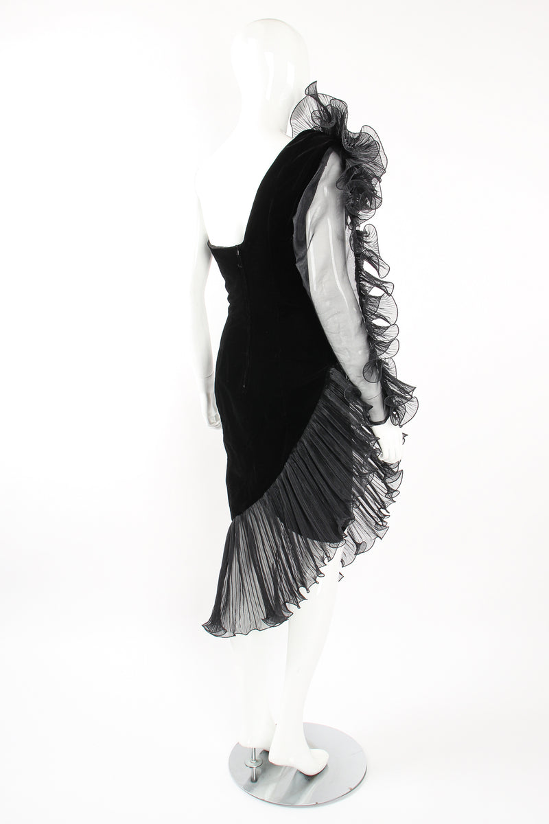 Vintage Karen Okada Climax Sheer Ruffle Sleeve Dress on Mannequin back angle at Recess LA