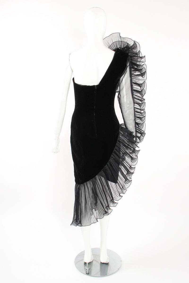 Vintage Karen Okada Climax Sheer Ruffle Sleeve Dress on Mannequin back at Recess LA
