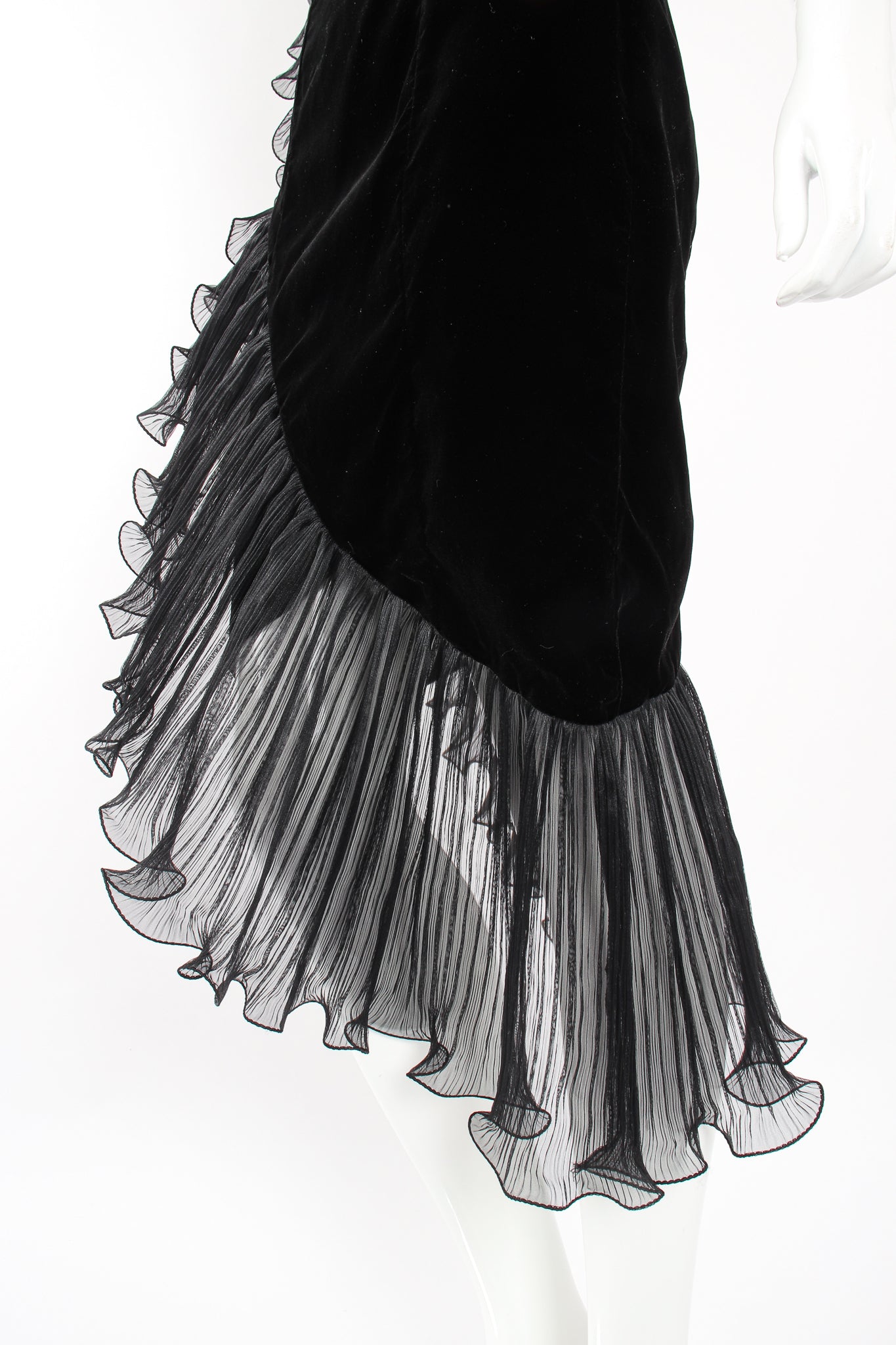 Vintage Karen Okada Climax Sheer Ruffle Sleeve Dress on Mannequin skirt at Recess LA