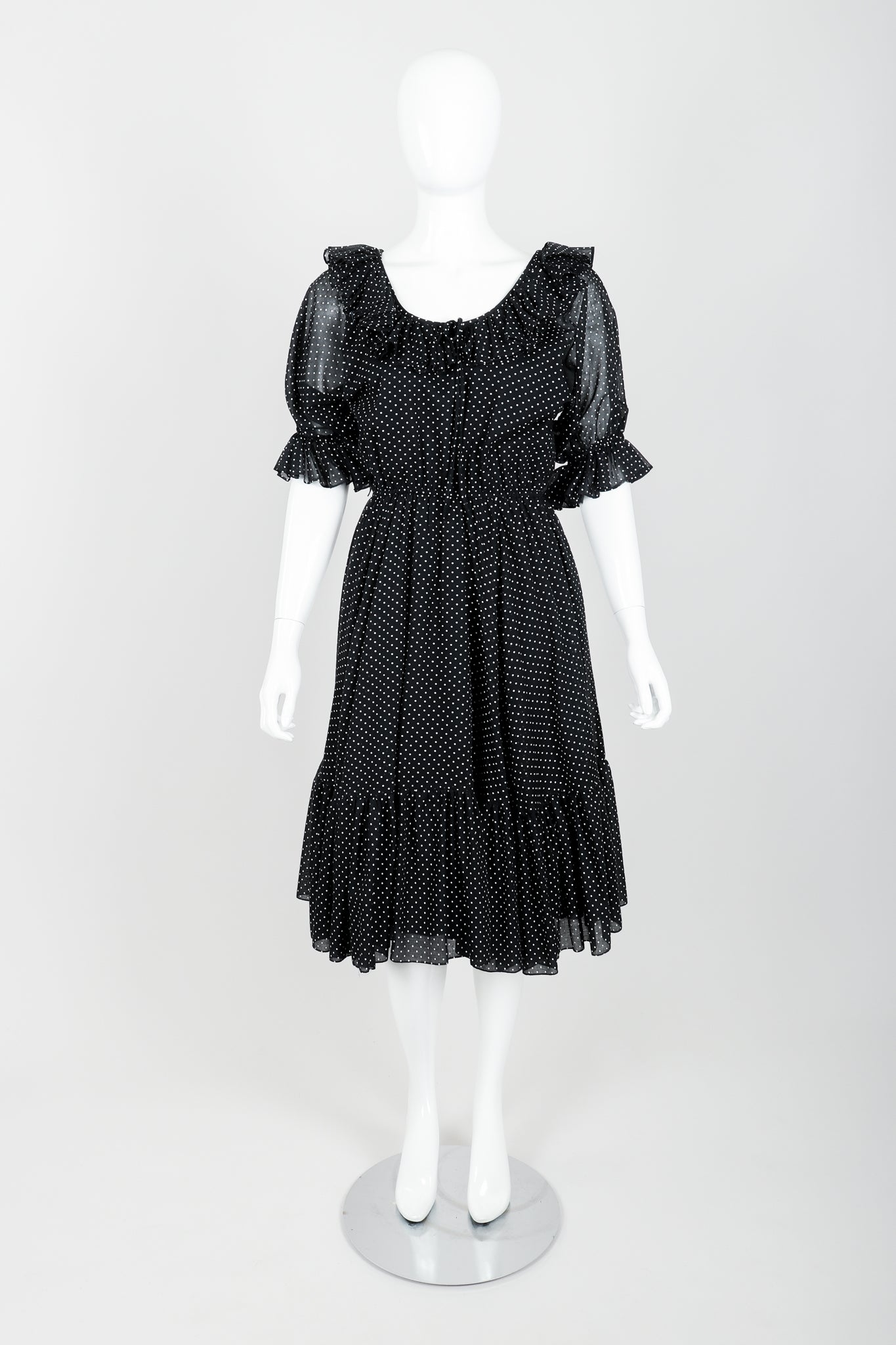 Vintage Coco of California Mini Dot Peasant Dress on Mannequin Front at Recess Los Angeles