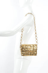 Vintage Colormate Skeleton Key Metal Circle Bag on mannequin shoulder @ Recess LA