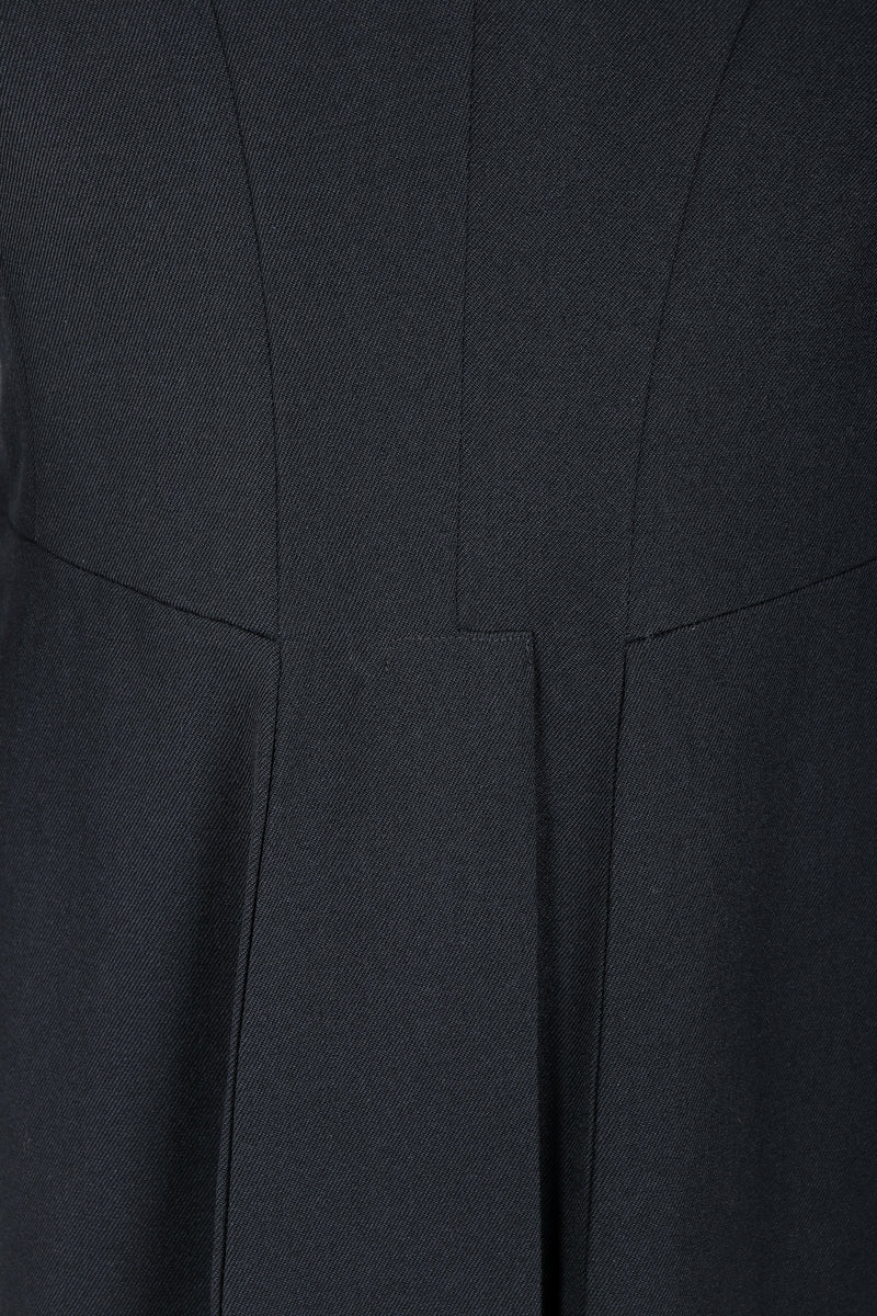 Recess Vintage Comme des Garcons Black Shawl Collar Cutaway Coat on Mannequin, back detail