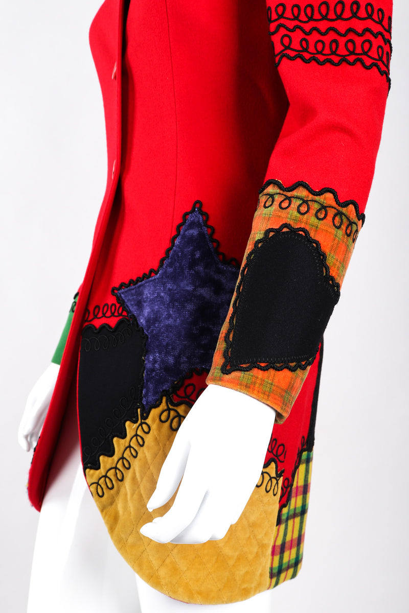 Recess Los Angeles Vintage Complice Multicolor Red Velvet Stars Hearts Patchwork Embroidery Wool Suit Jacket