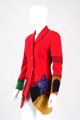 Recess Los Angeles Vintage Complice Multicolor Red Velvet Stars Hearts Patchwork Embroidery Wool Suit Jacket