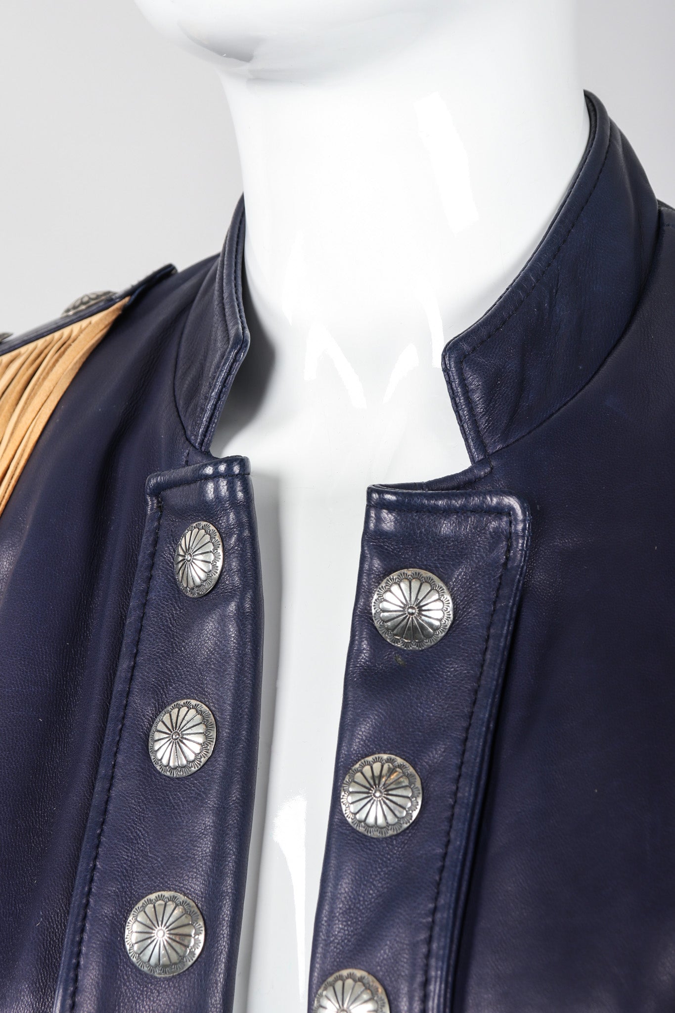 Recess Los Angeles Vintage Continental Fringed Epaulette Cavalry Leather Jacket