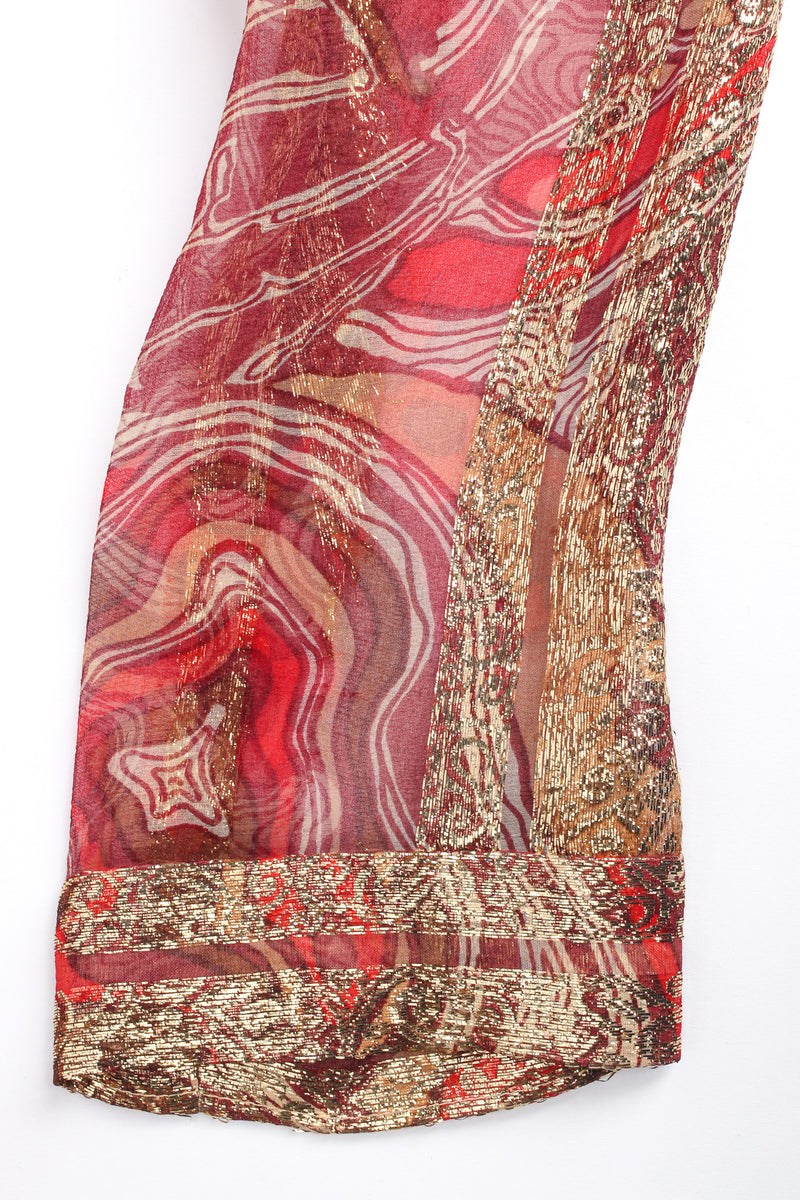 Vintage Countess Alexander Metallic Moiré Pleated Silk Dress metallic/moiré sleeve @ Recess LA