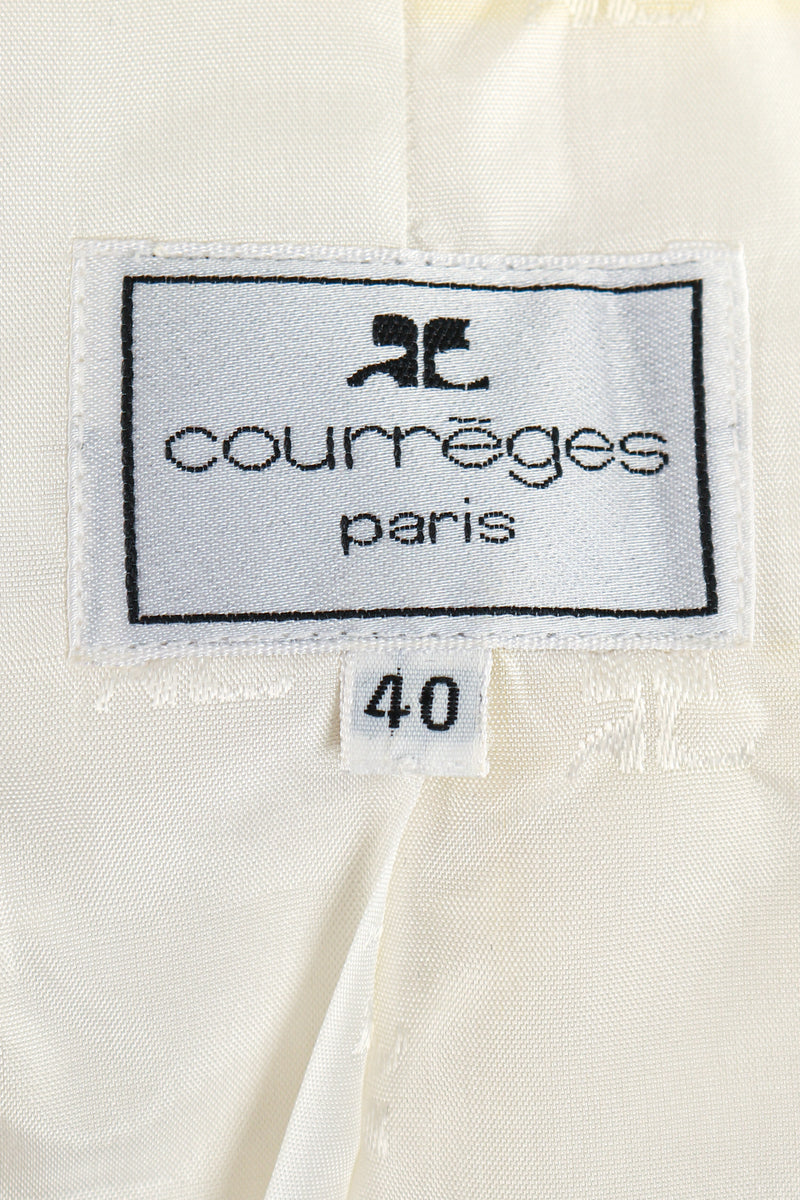 Vintage Courreges Yellow Patent Crinkle Jacket Label at Recess Los Angeles