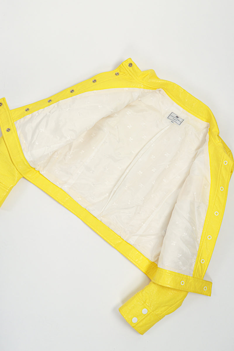 Vintage Courreges Yellow Patent Crinkle Jacket Lining at Recess Los Angeles