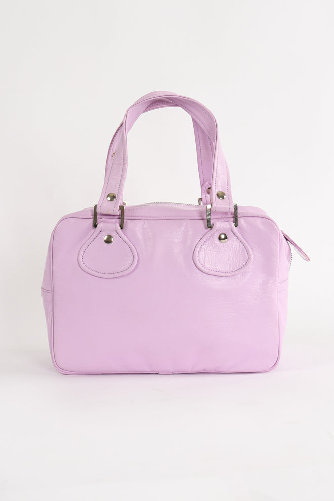 Vintage Courreges Patent Crinkle Bowler Bag Back at Recess Los Angeles