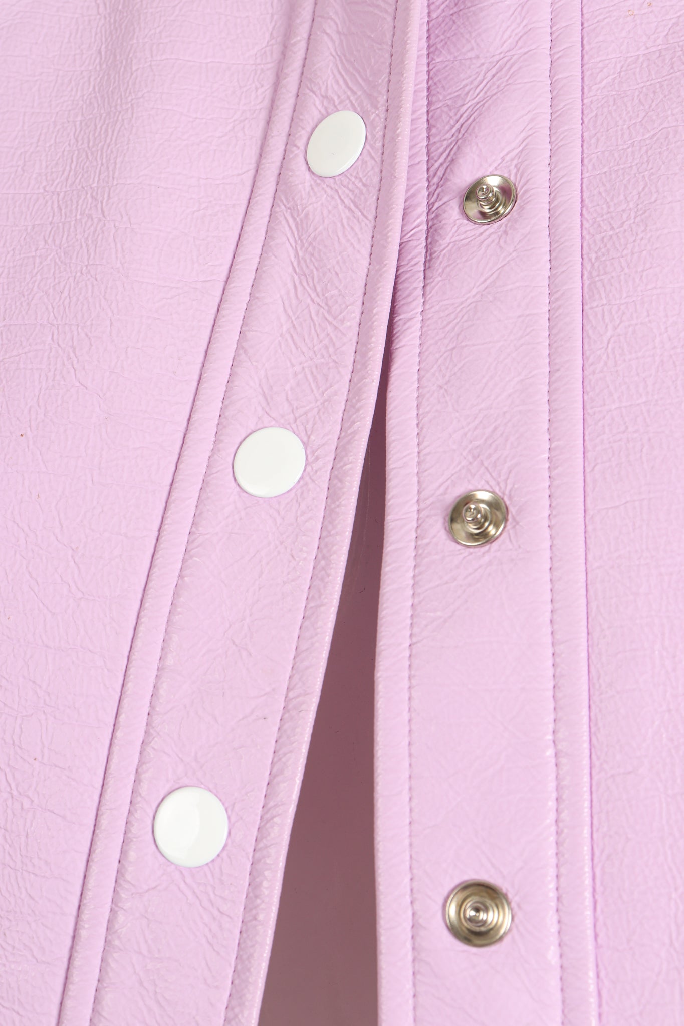Vintage Courreges Lilac Patent Crinkle Jacket Snap Detail at Recess Los Angeles