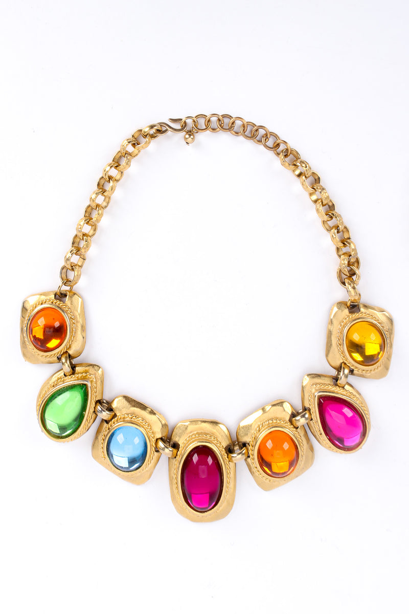 Vintage Craft Multi-Colored Gem Framed Necklace clasped front @ Recess LA