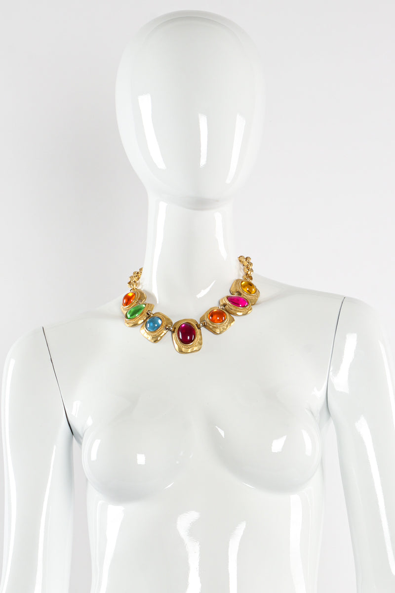 Vintage Craft Multi-Colored Gem Framed Necklace on mannequin @ Recess LA