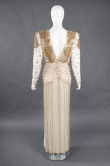 Recess Los Angeles Vintage Creative Creations Beaded Silk Elephant Collar Drop Waist Gown
