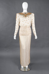 Recess Los Angeles Vintage Creative Creations Beaded Silk Elephant Collar Drop Waist Gown