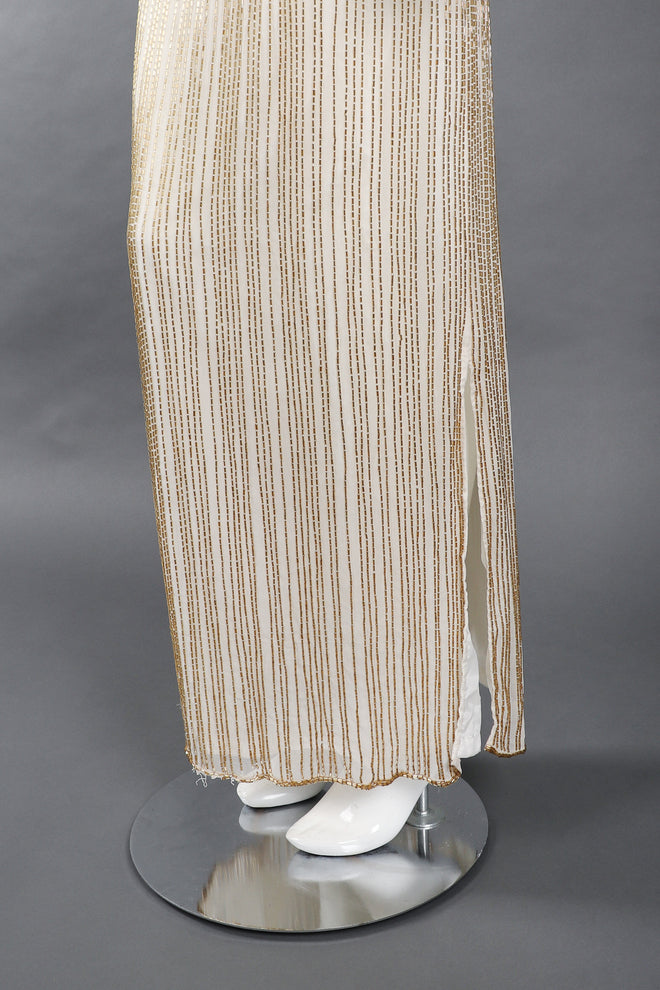 Recess Los Angeles Vintage Creative Creations Beaded Silk Elephant Collar Drop Waist Gown
