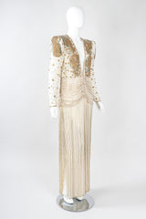 Recess Los Angeles Vintage Creative Creations Beaded Silk Elephant Collar Drop Waist Gown
