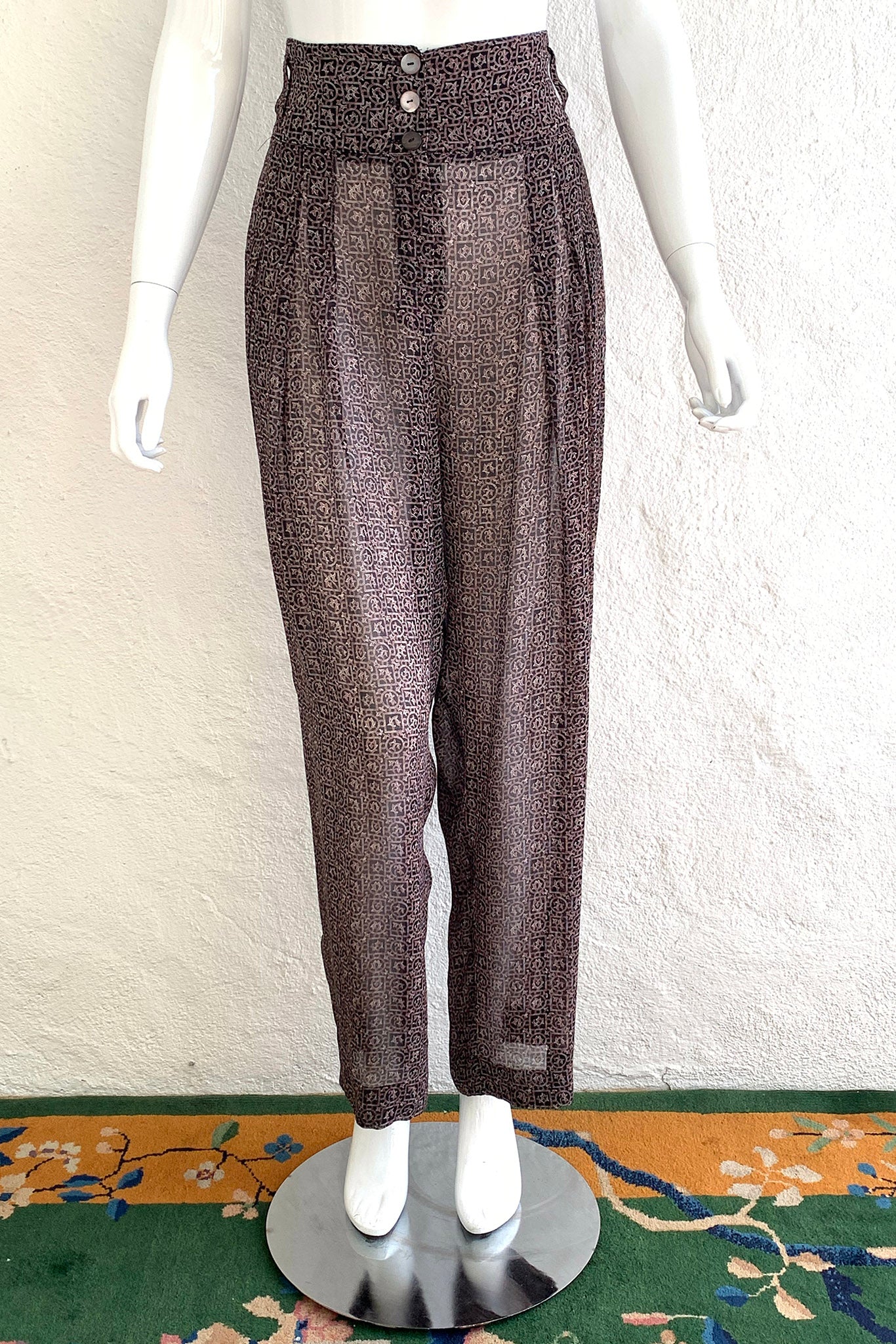 Vintage Crisca Sheer Crepe Pant Set on Mannequin front at Recess Los Angeles