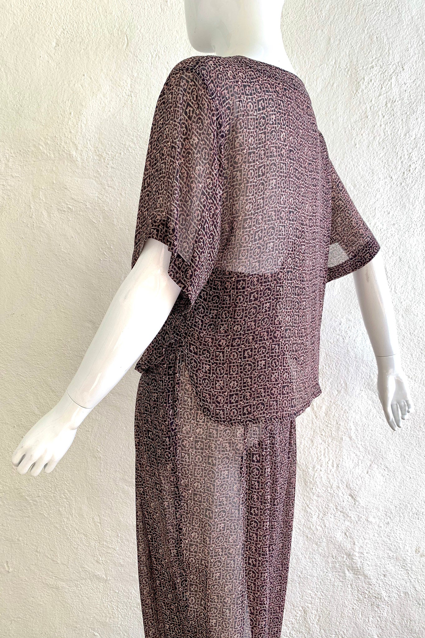 Vintage Crisca Sheer Crepe Boxy Top & Pant Set on Mannequin back angle at Recess Los Angeles