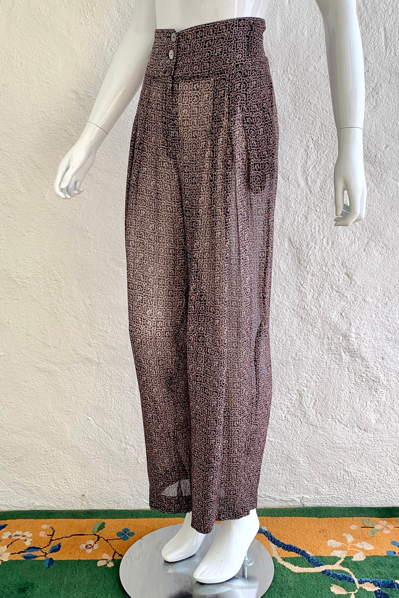 Vintage Crisca Sheer Crepe Pant Set on Mannequin angle at Recess Los Angeles