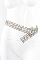 Vintage Crystal Rhinestone Silver Metal Mesh Belt on mannequin at Recess Los Angeles