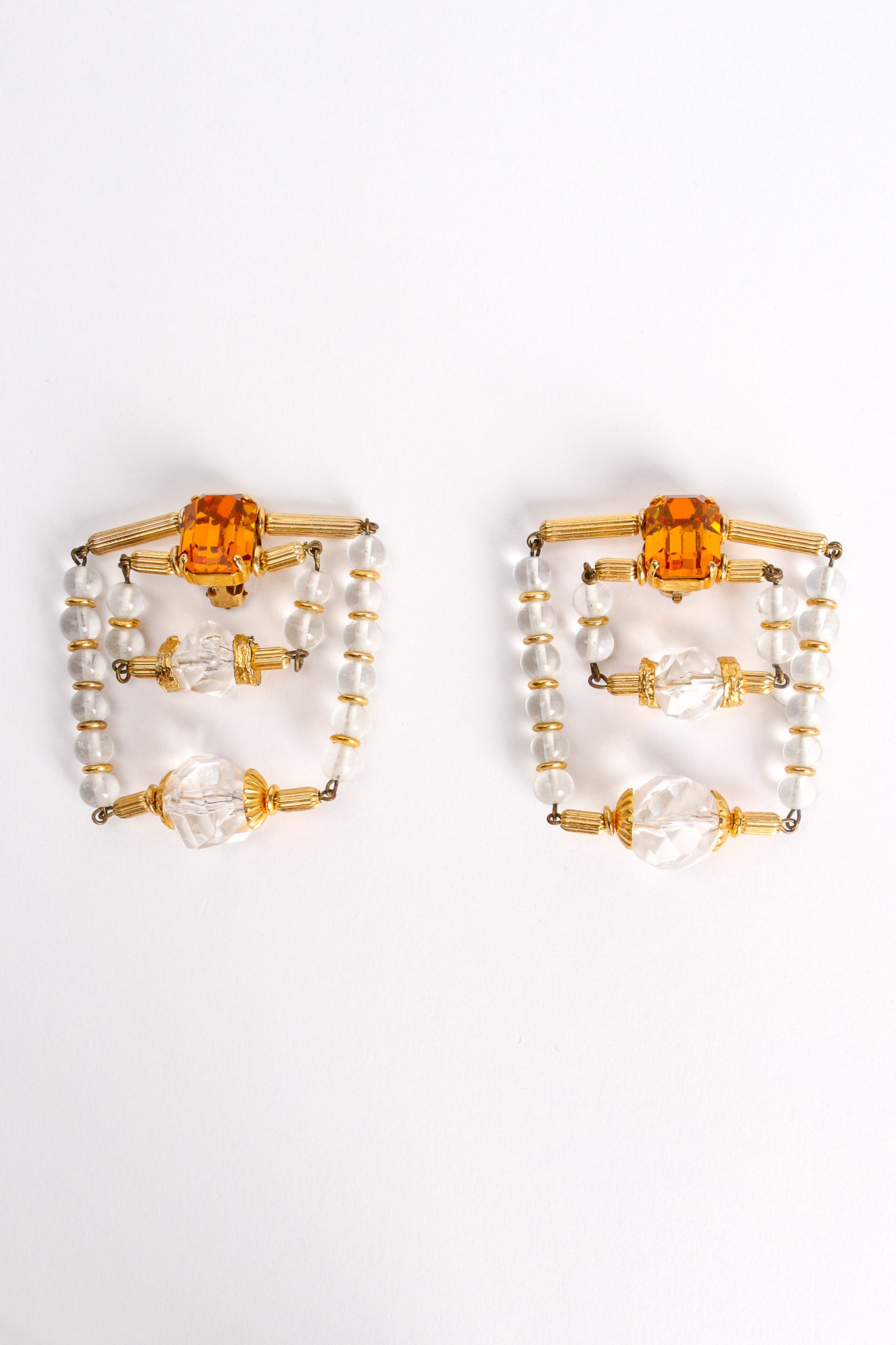 Vintage Trapeze Beaded Square Earrings at Recess Los Angeles