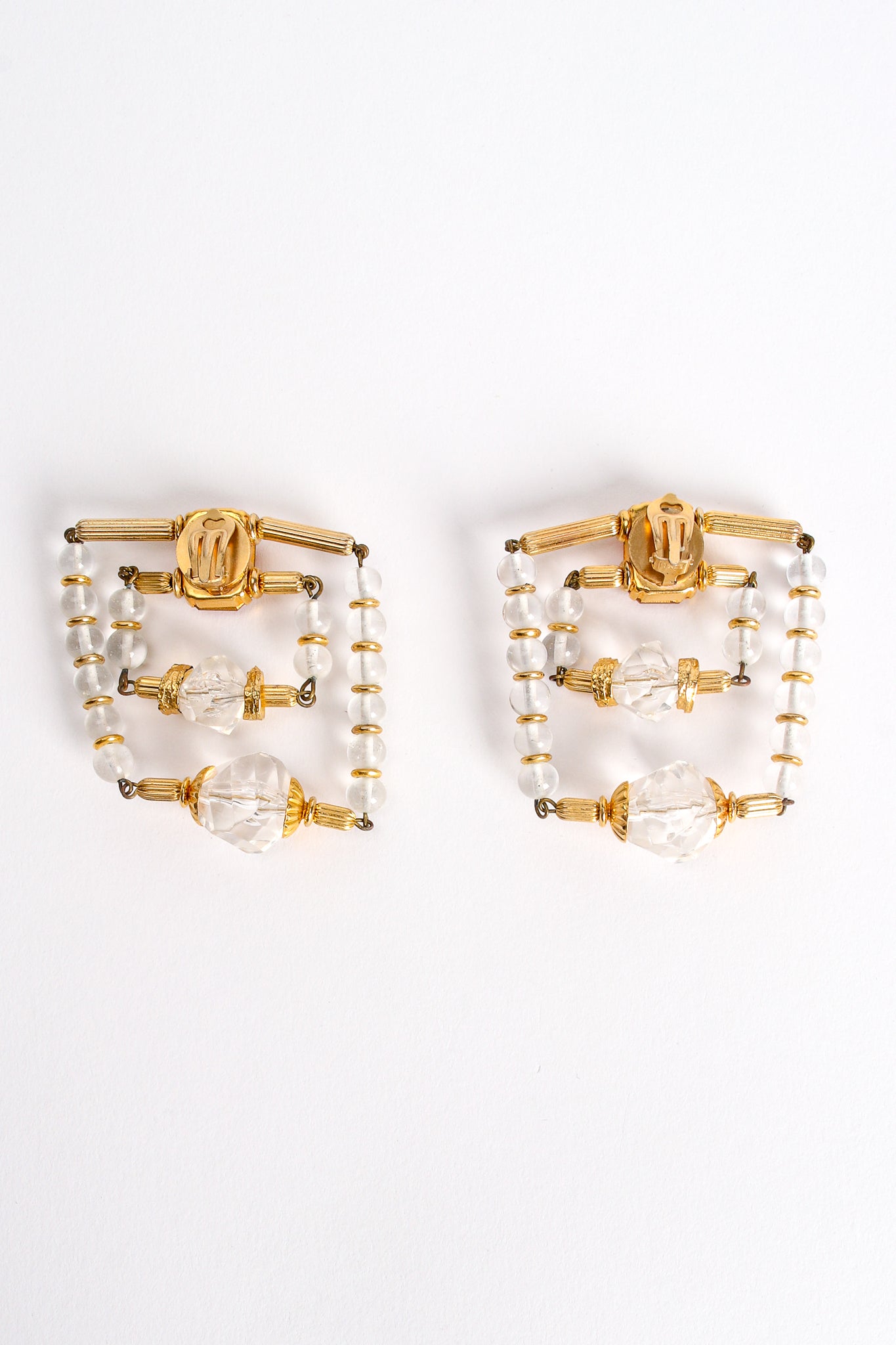 Vintage Trapeze Beaded Square Earrings backside at Recess Los Angeles