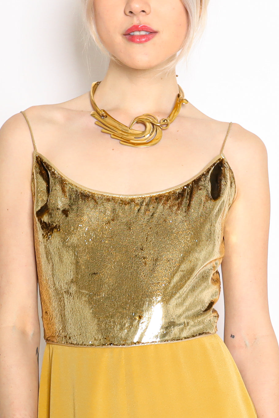 Vintage Jean-Claude Bonillo 1988 Abstract Flame Choker Necklace on model @ Recess Los Angeles