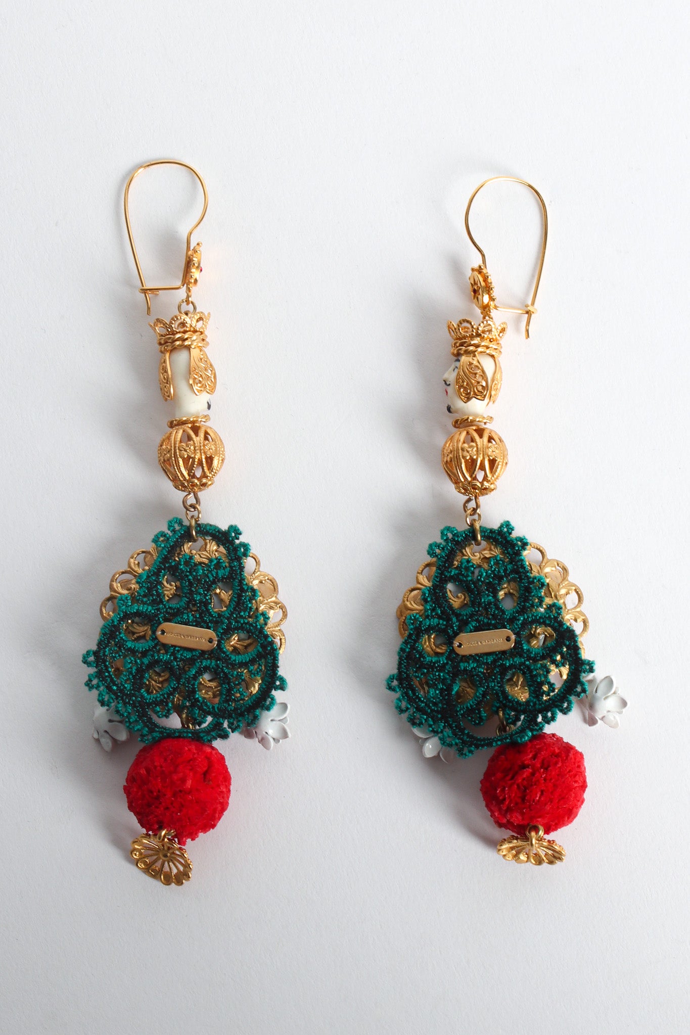 Vintage Dolce & Gabbana Mirror Wreath Rhinestone Earrings back @ Recess LA