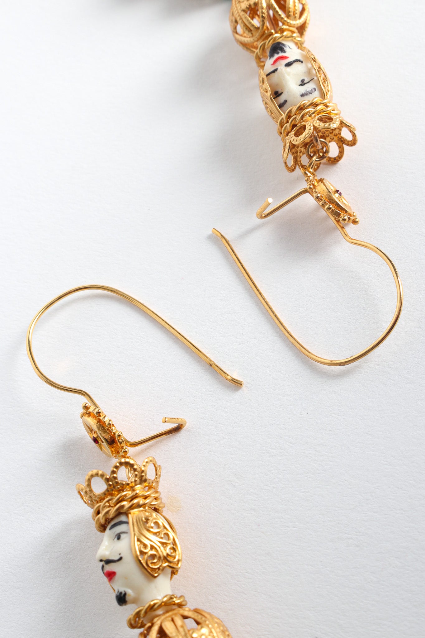 Vintage Dolce & Gabbana Mirror Wreath Rhinestone Earrings kidney wire pierced backs @ Recess LA