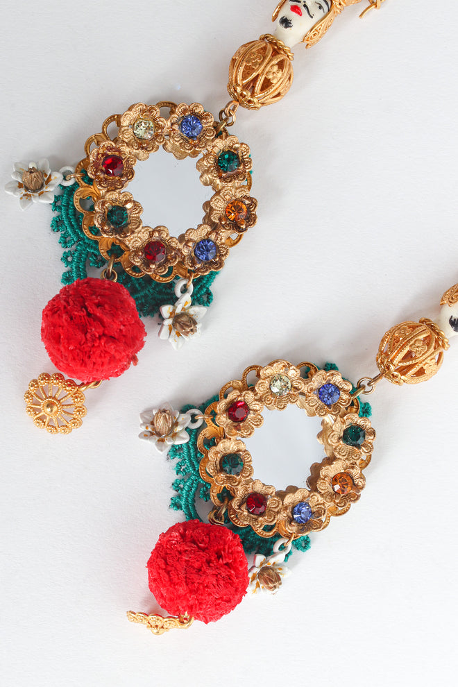 Vintage Dolce & Gabbana Mirror Wreath Rhinestone Earrings drop detail @ Recess LA