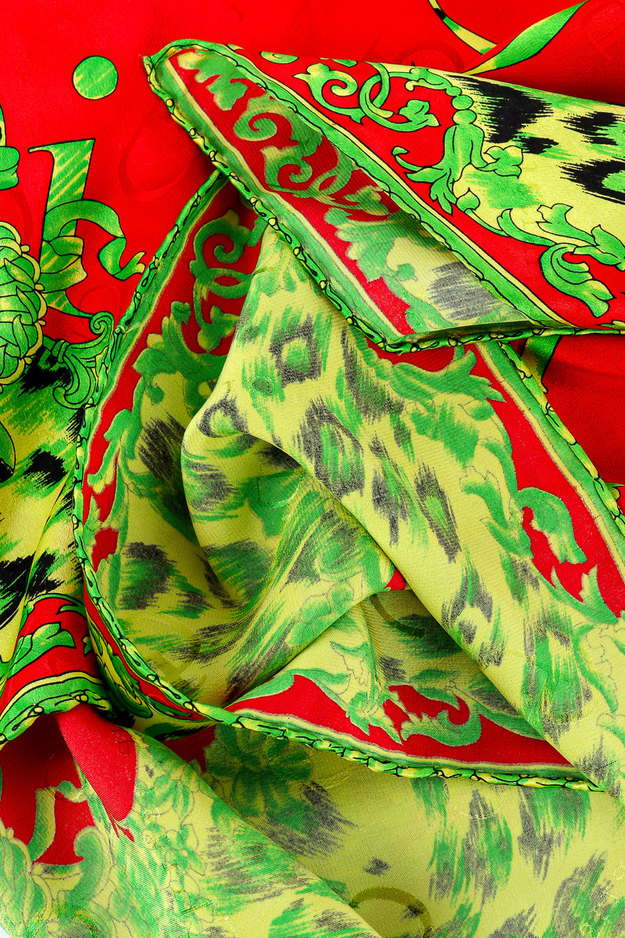 Floral and animal print scarf by Christian Dior Photo of fabric details. @recessla