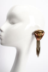 Vintage Diva Brass Dagger Fringe Earrings on mannequin at Recess Los Angeles