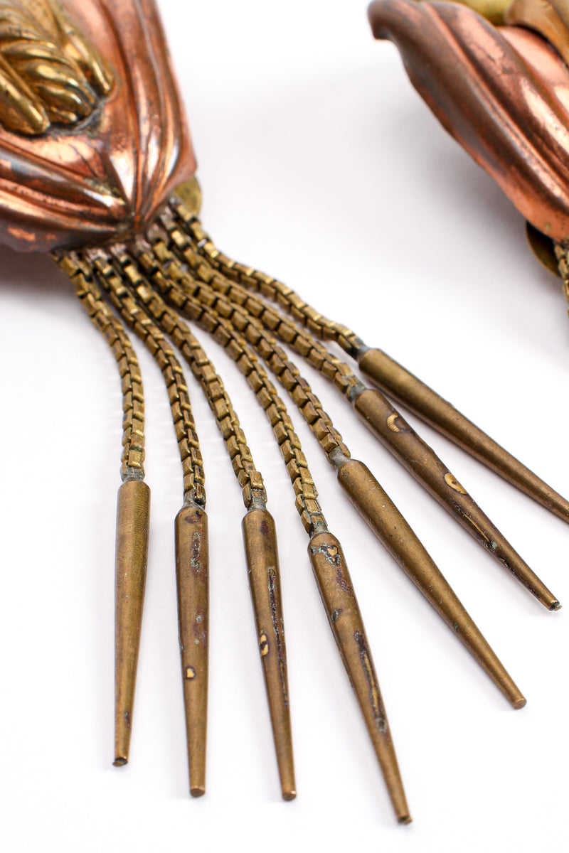 Vintage Diva Brass Dagger Fringe Earrings detail at Recess Los Angeles