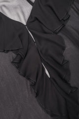Recess Los Angeles Designer Consignment Vintage Donna Karan DKNY Sheer Chiffon Ruffle Poet Blouse